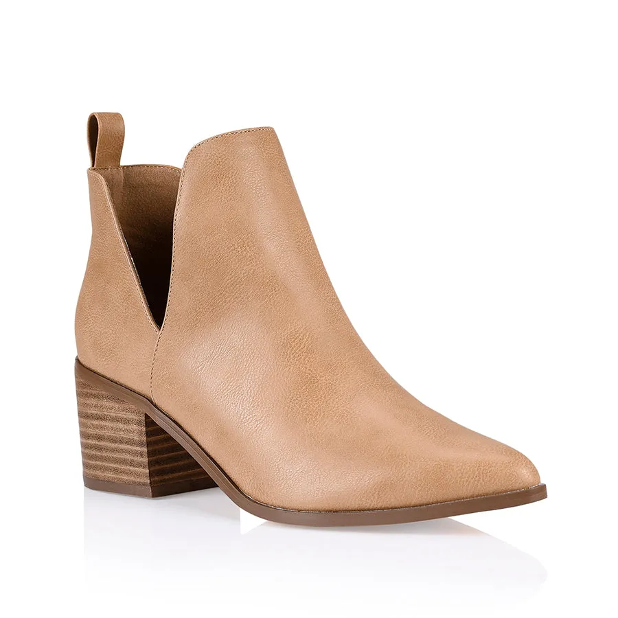 Fierce Cut Out Ankle Boots - Caramel Softee