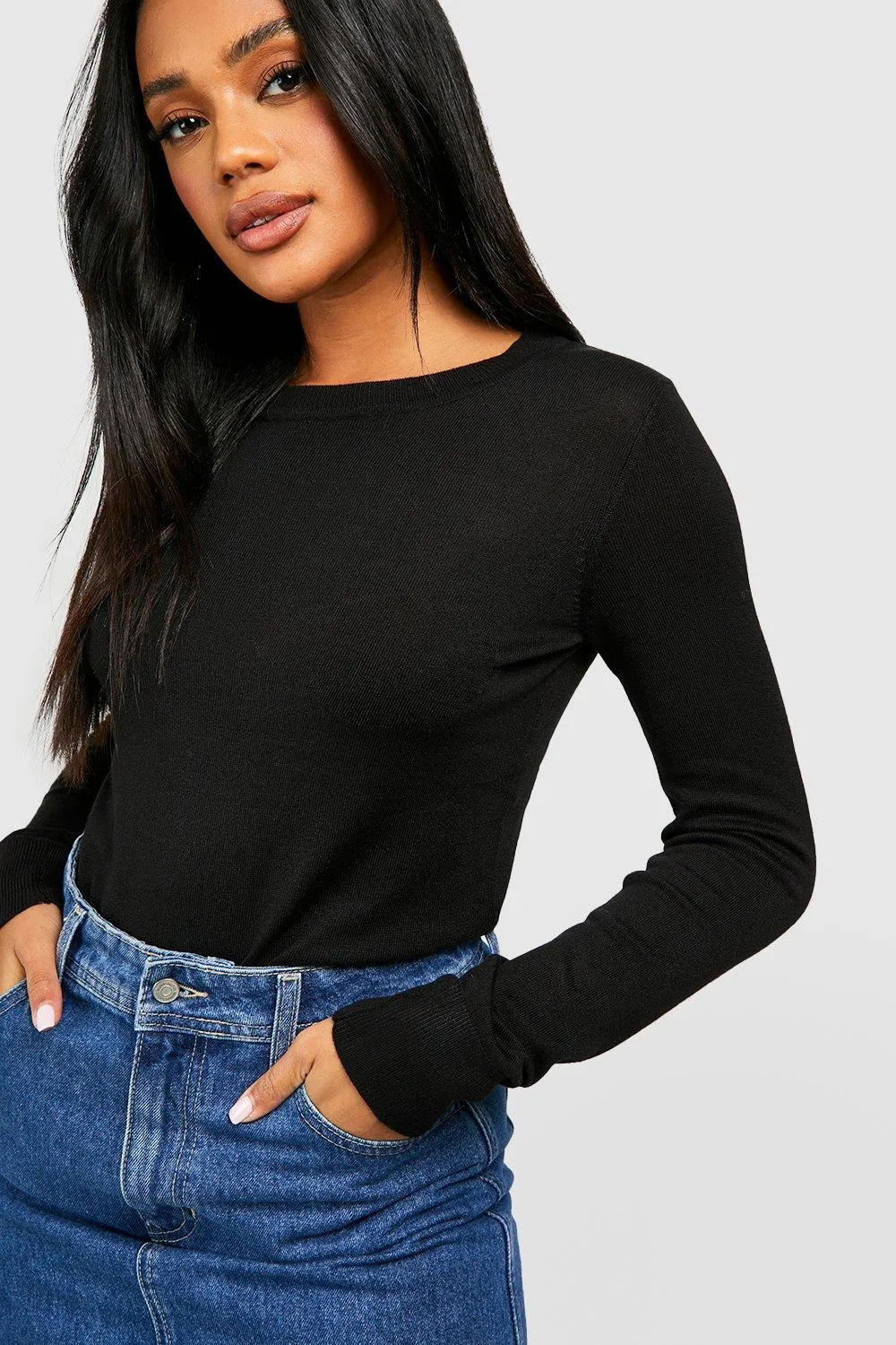 Fine Gauge Crew Neck Jumper | Shop Jumpers & Cardigans at boohoo