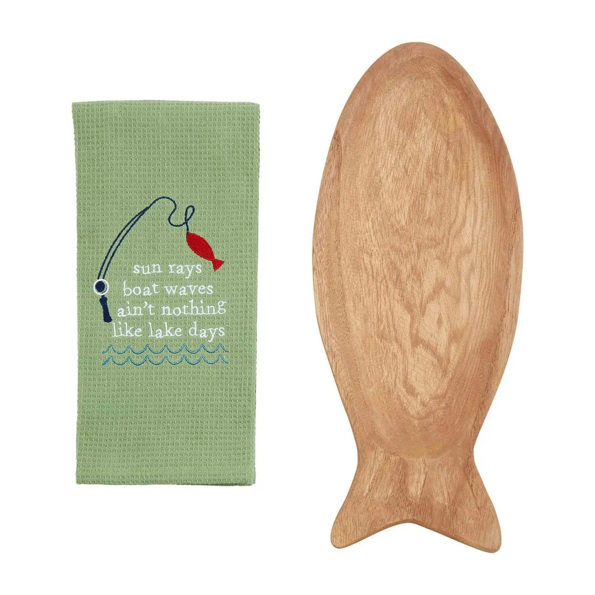 Fish Design Cutting Board and Towel Set