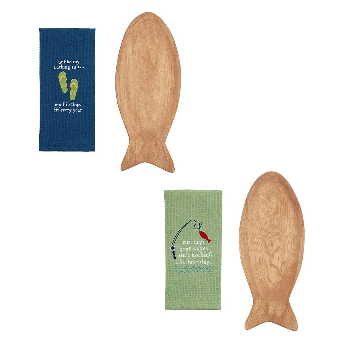 Fish Design Cutting Board and Towel Set