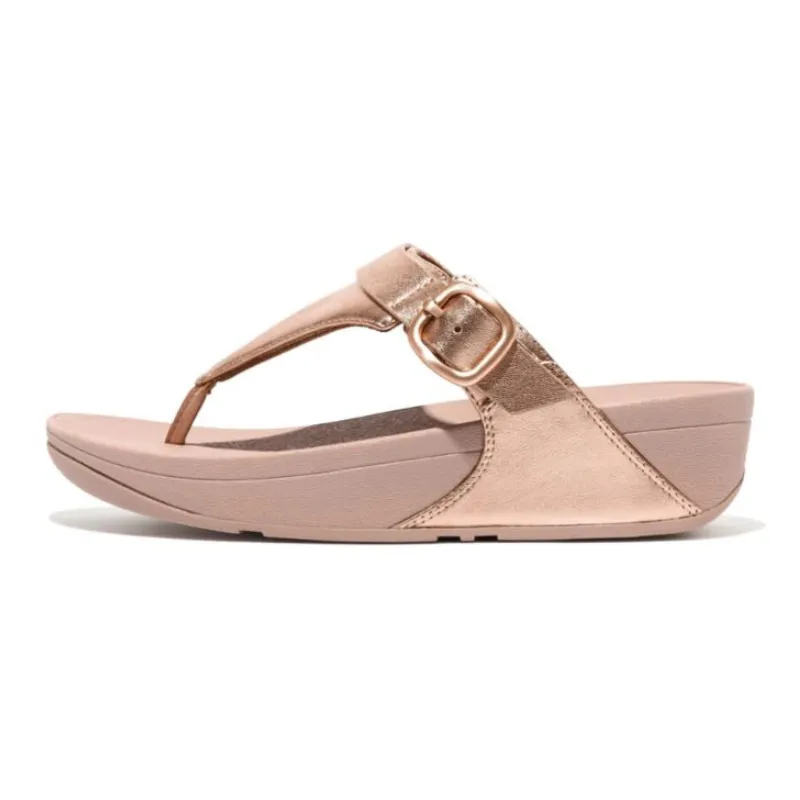 FITFLOP Lulu Adjustable Leather Toe-Post Sandals - Rose Gold