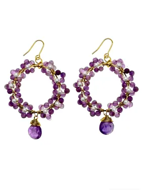 Flower Amethyst Earrings Handmade - KE027