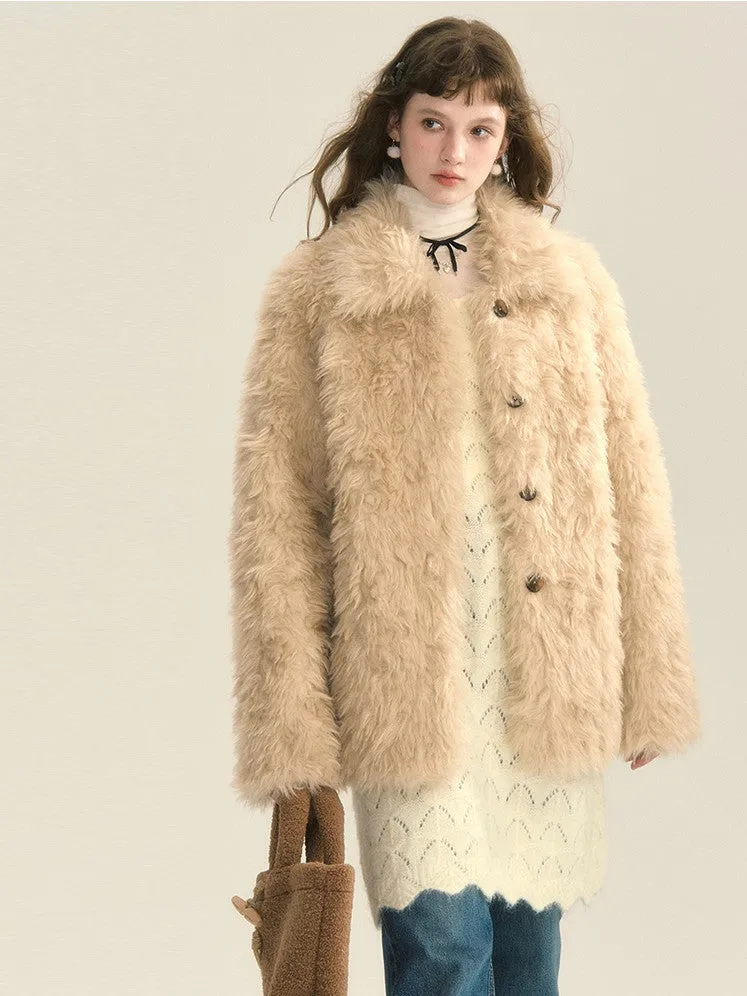 Fluffily Retro Oversize Winter Warm Boa-Jacket