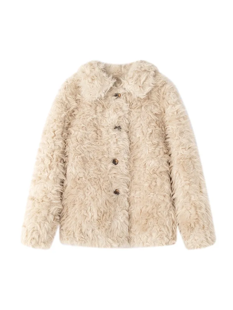 Fluffily Retro Oversize Winter Warm Boa-Jacket