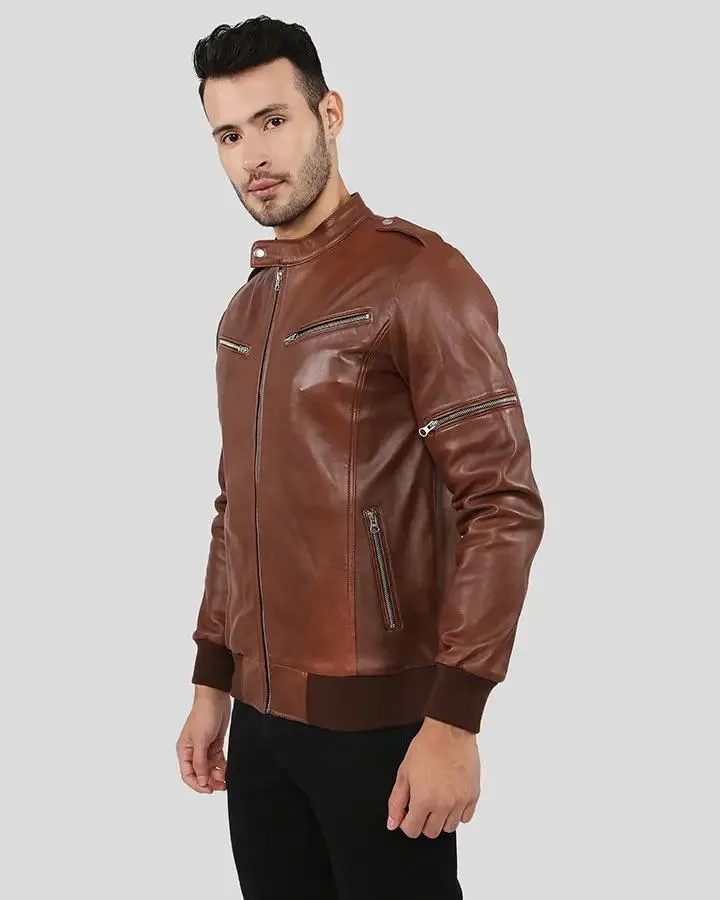 Fonz Brown Bomber Leather Jacket