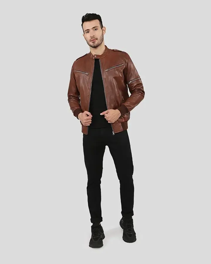 Fonz Brown Bomber Leather Jacket