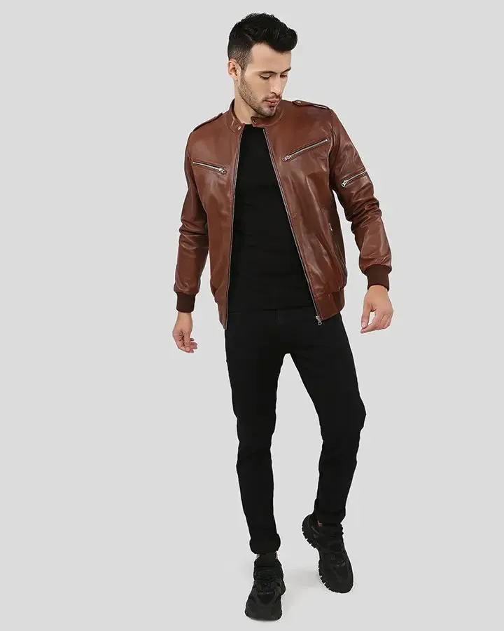 Fonz Brown Bomber Leather Jacket