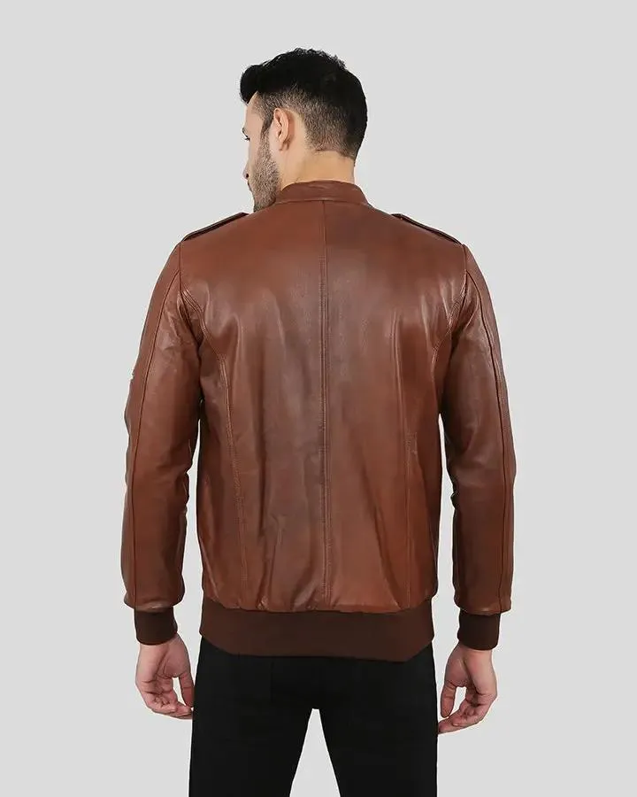 Fonz Brown Bomber Leather Jacket