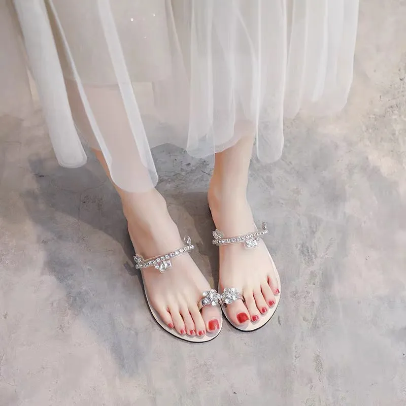 French evening style gentle shoes and sandals for women 2023 summer new style Internet celebrity temperament flat sandals for wo