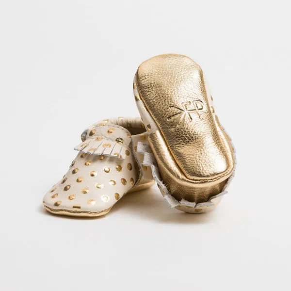 Freshly Picked Moccasins | Cream and Gold