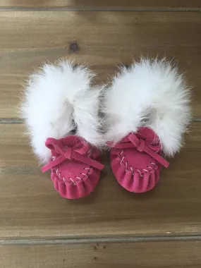 Fur Trim Moccasins | Pink