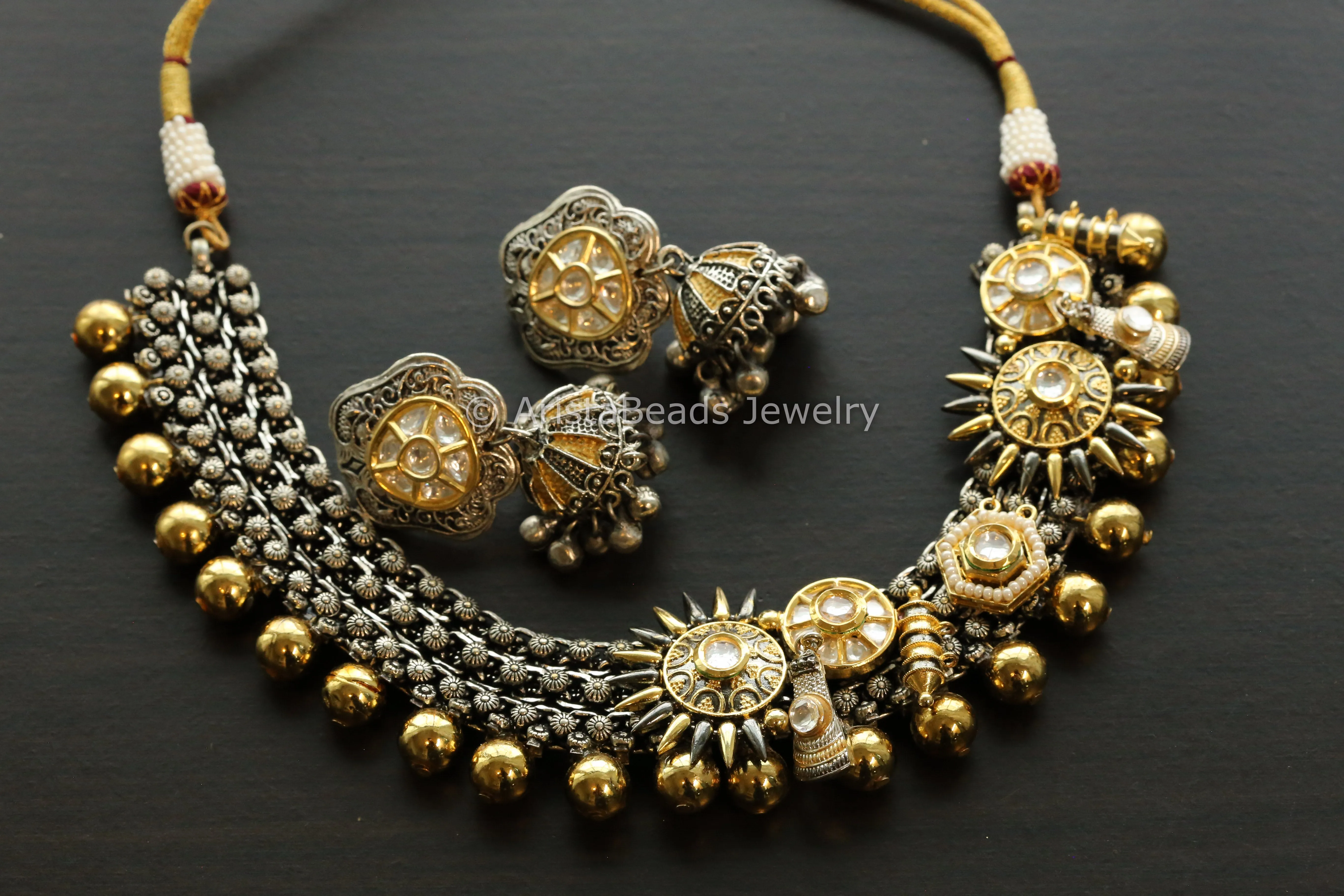 Fusion Dual Tone Kundan Necklace Set