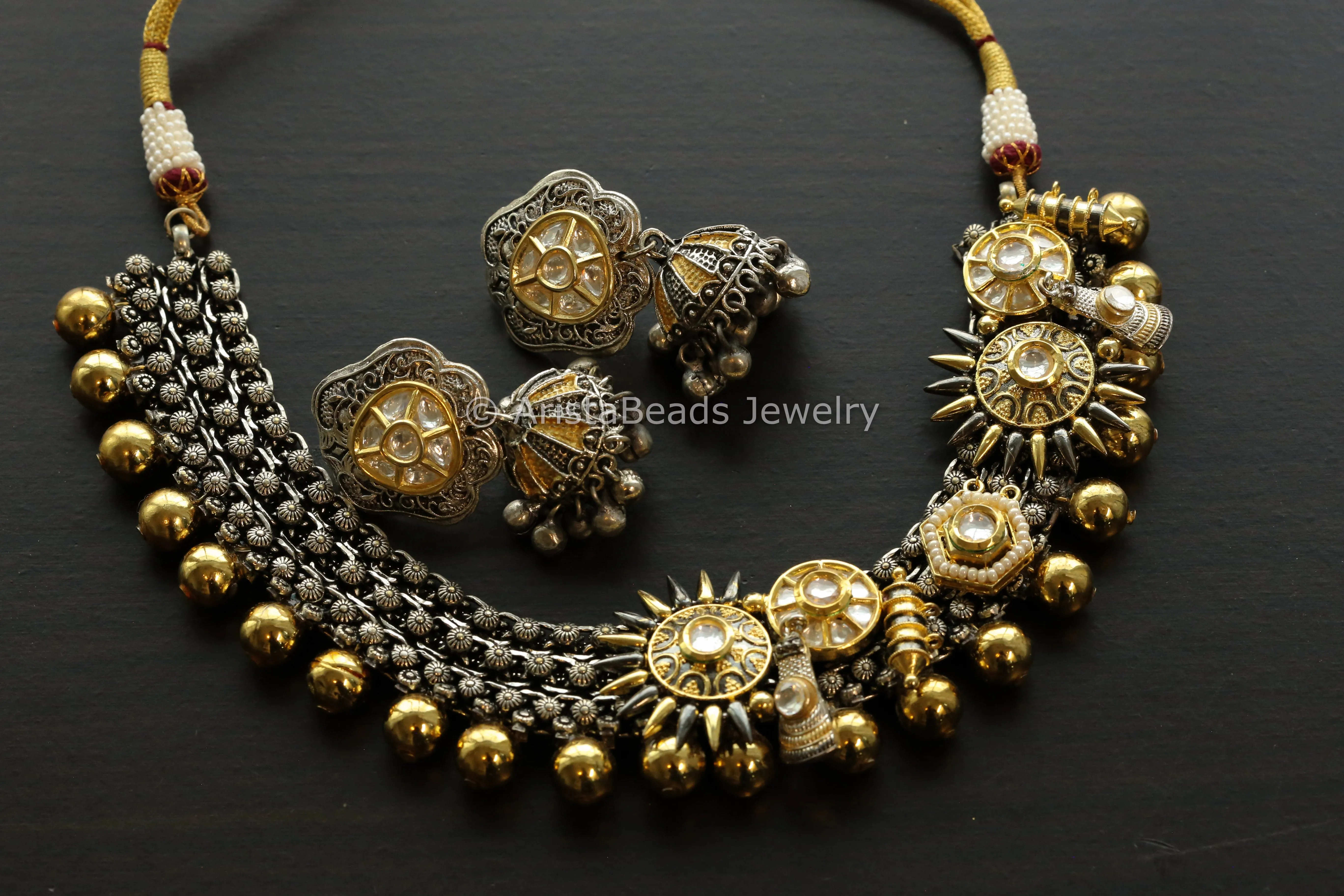 Fusion Dual Tone Kundan Necklace Set