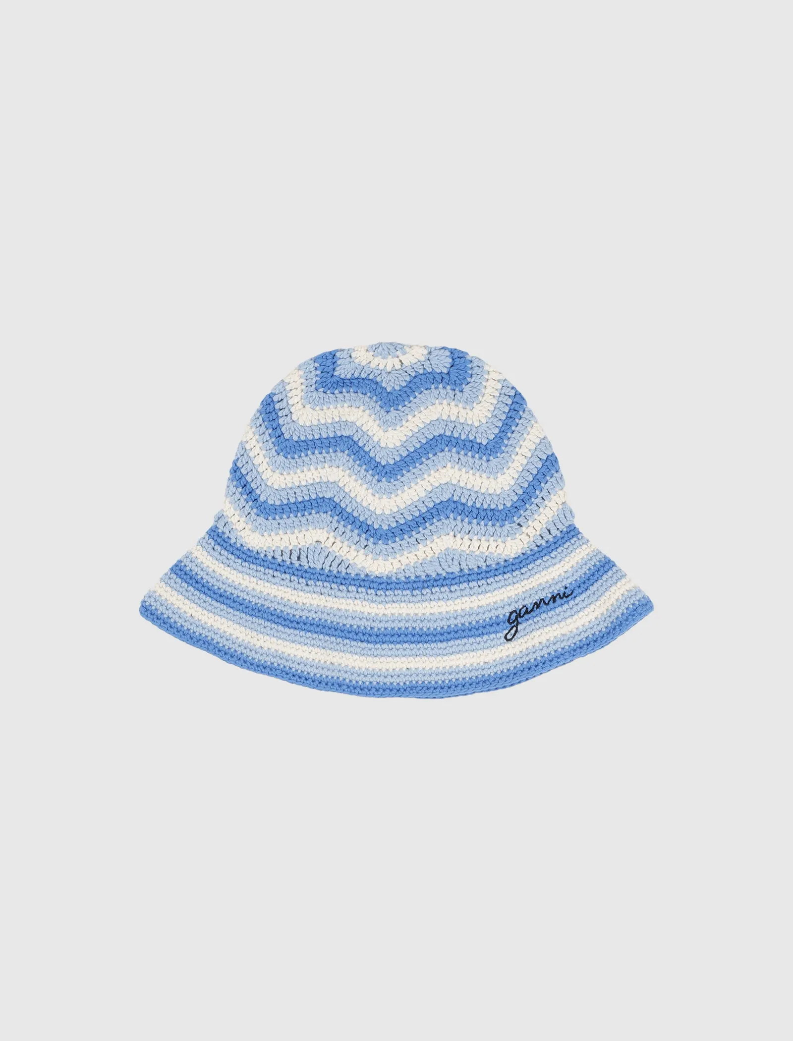 GANNI CROCHET BUCKET HAT   BLUE