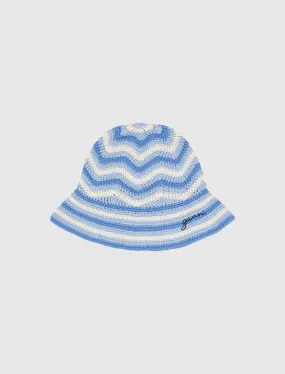 GANNI CROCHET BUCKET HAT   BLUE