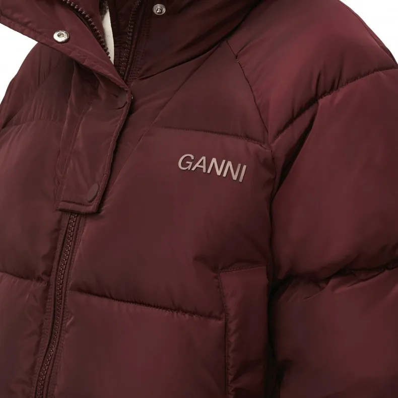 Oversized GANNI Tech Puffer Coat in Port Royale