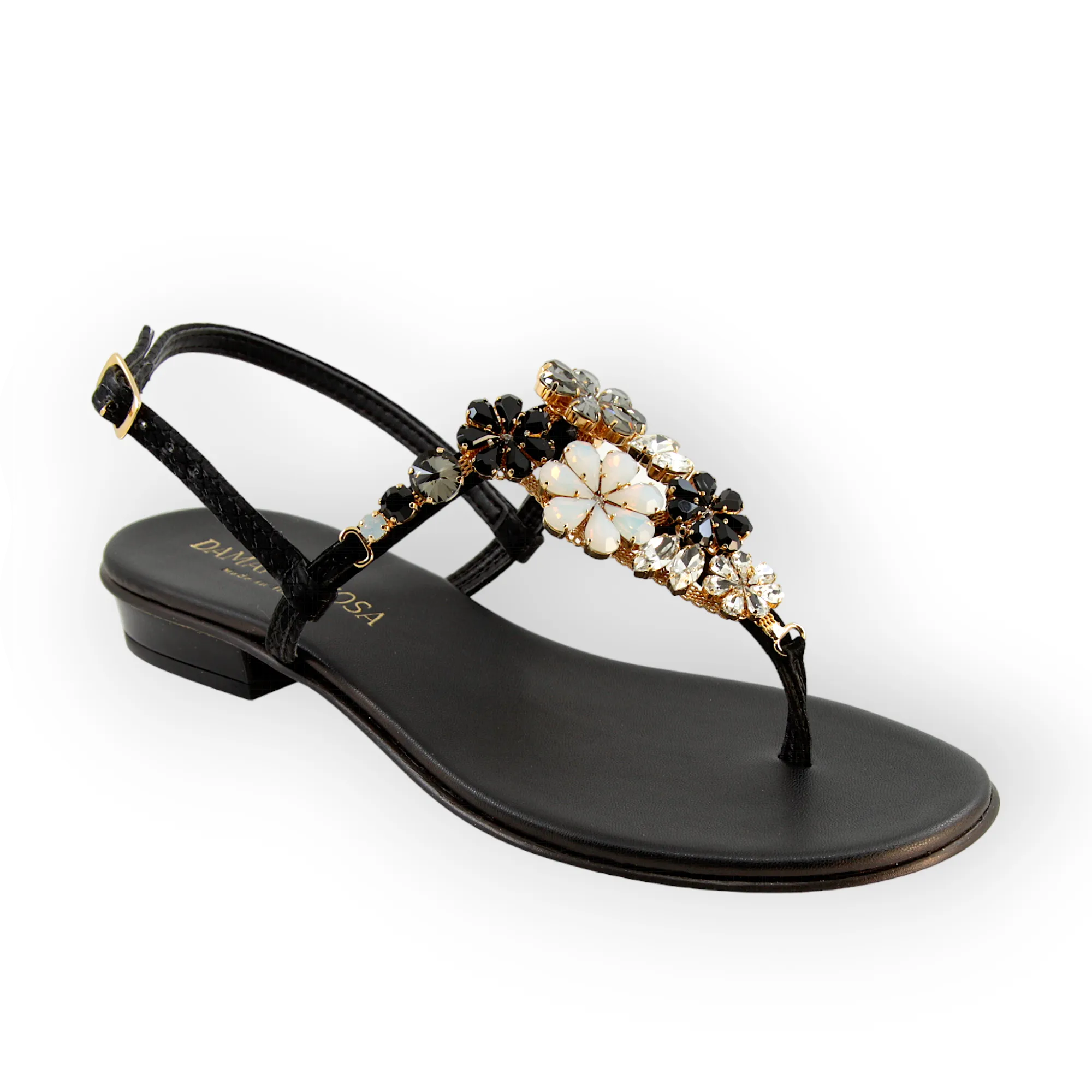 Black Gilda Sandals Crystal Embellished