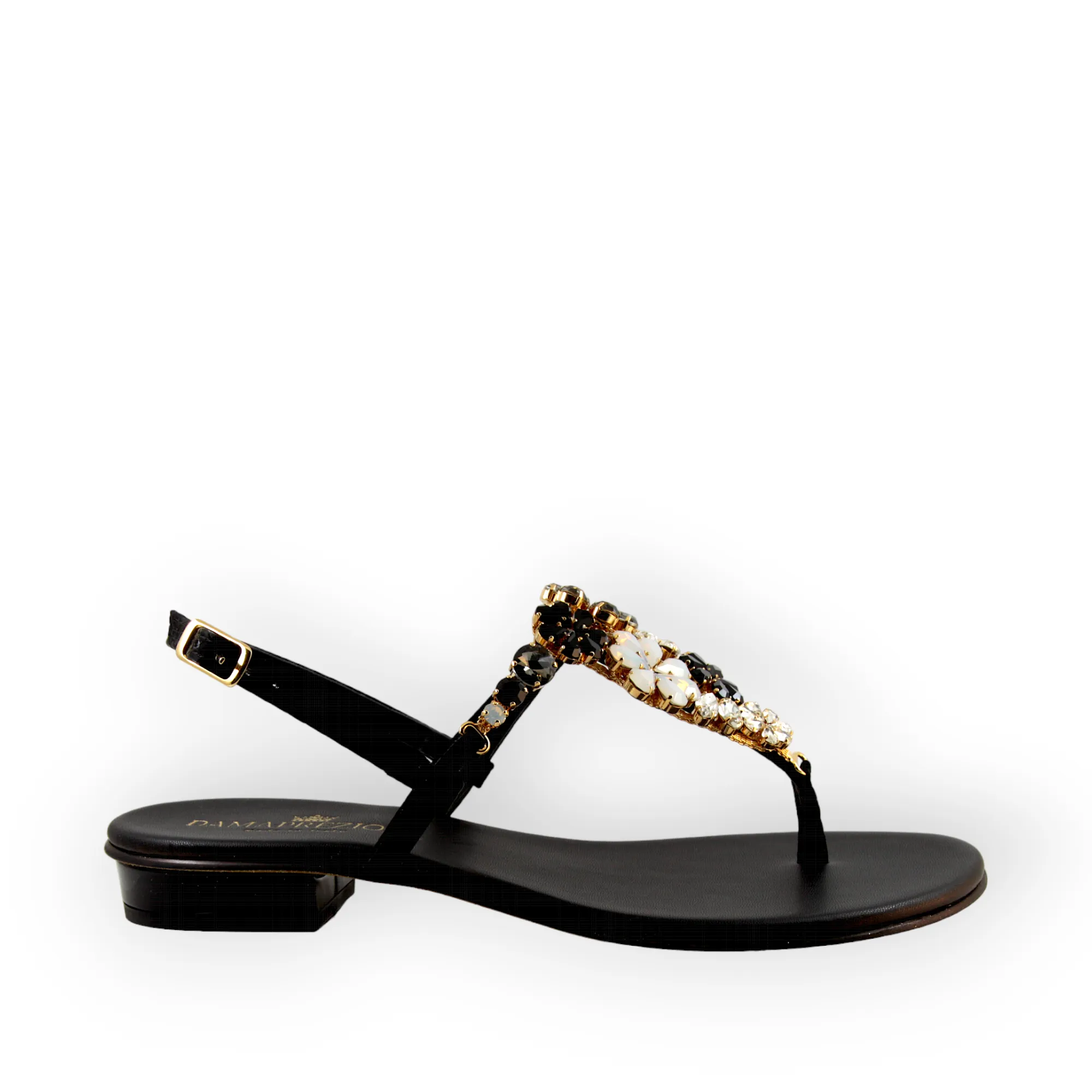 Black Gilda Sandals Crystal Embellished