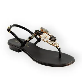 Black Gilda Sandals Crystal Embellished