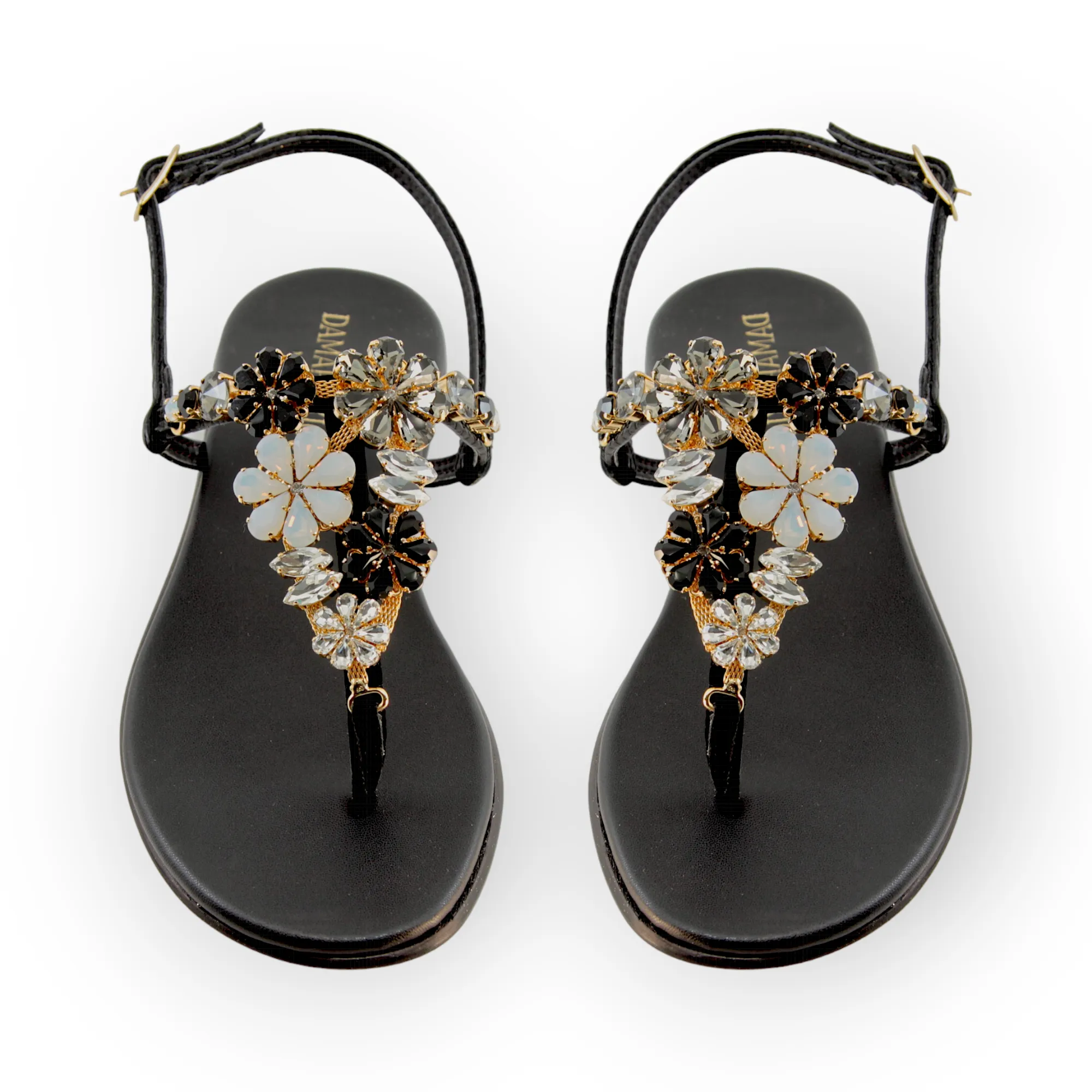 Black Gilda Sandals Crystal Embellished