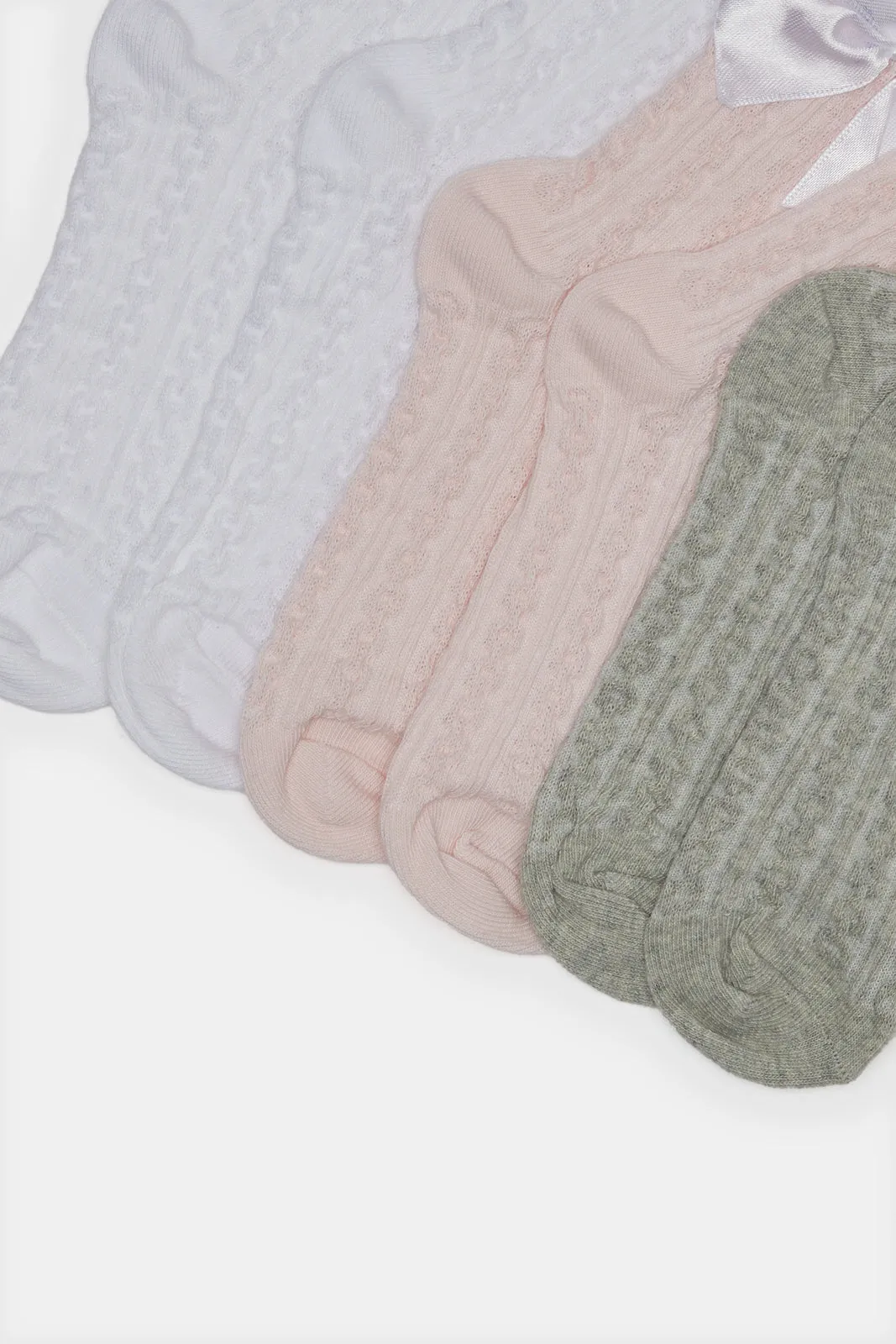 Girls Assorted Knit Ankle Length Socks (3 Pairs)