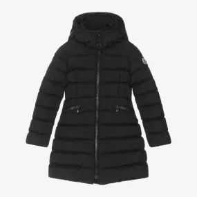 Black Charpal Puffer Coat with Down Padding for Girls