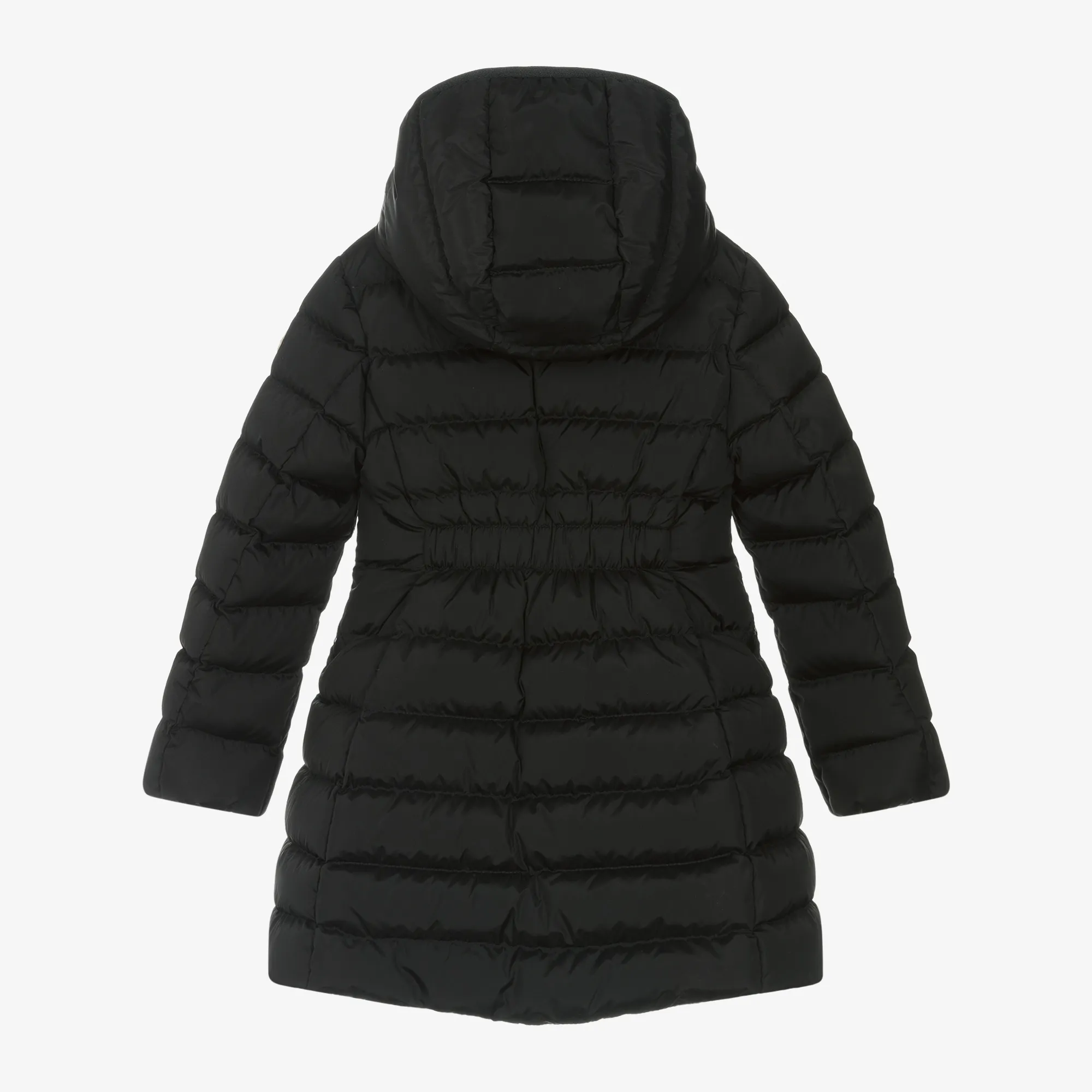 Black Charpal Puffer Coat with Down Padding for Girls