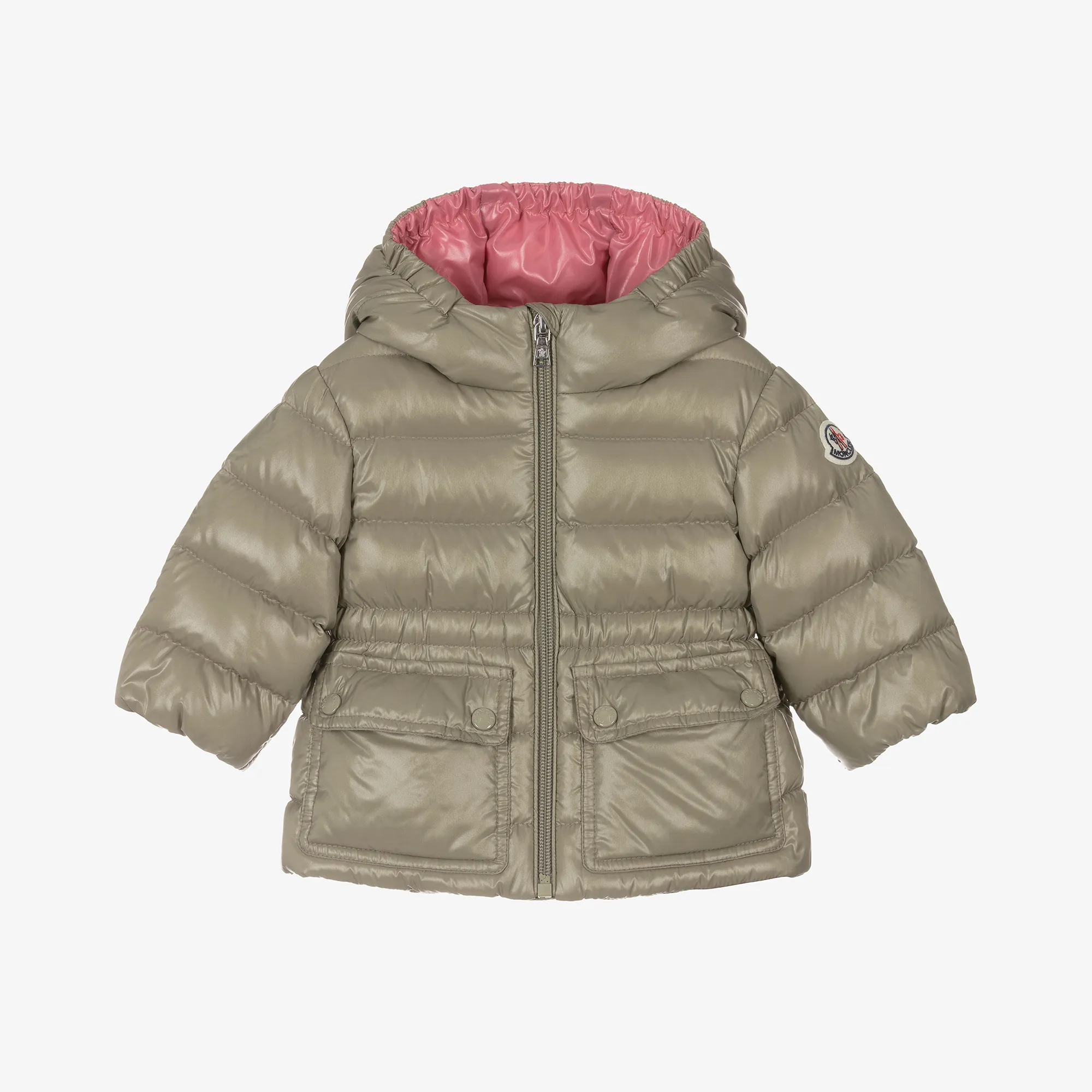 Green Adriel Puffer Coat for Girls with Down Padding