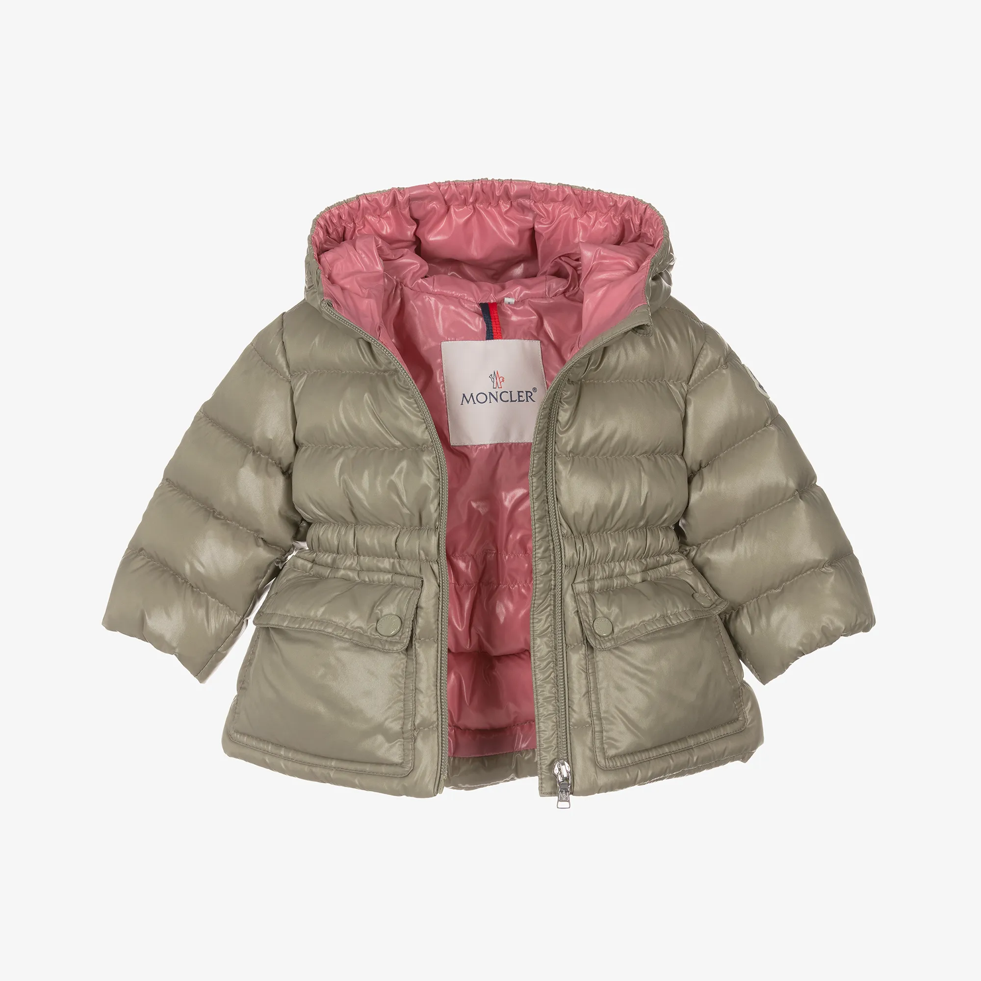 Green Adriel Puffer Coat for Girls with Down Padding