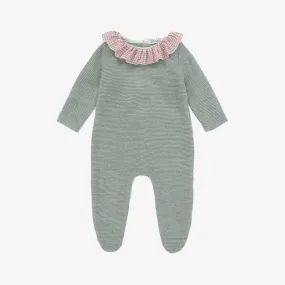 Girls Green Knit Babygrow