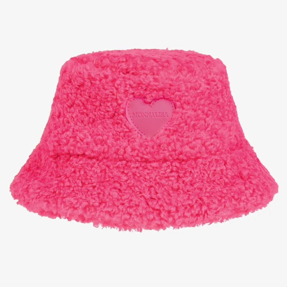 Girls Pink Borg Bucket Hat