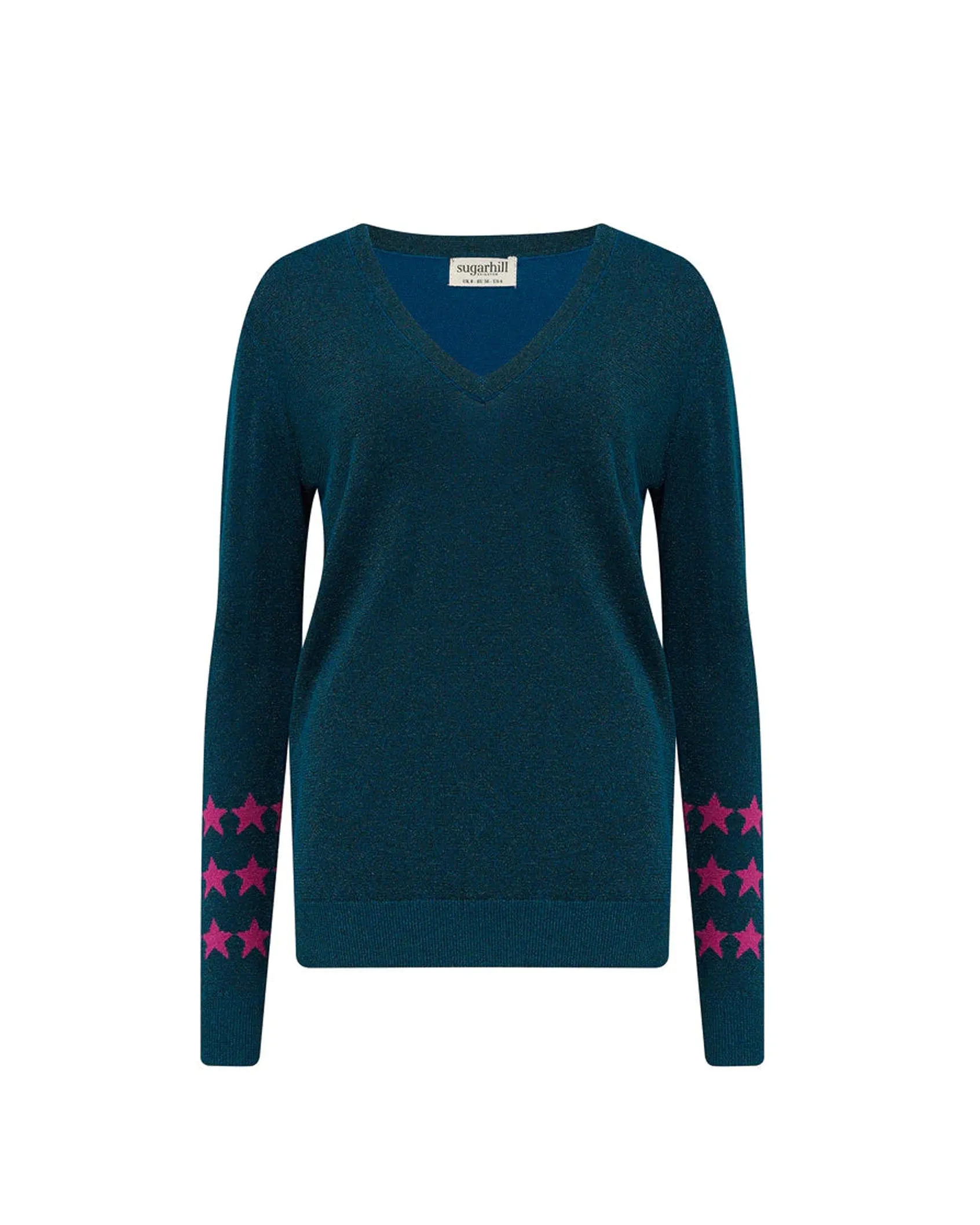 Glittering V-Neck Knit Sweater by Marcella