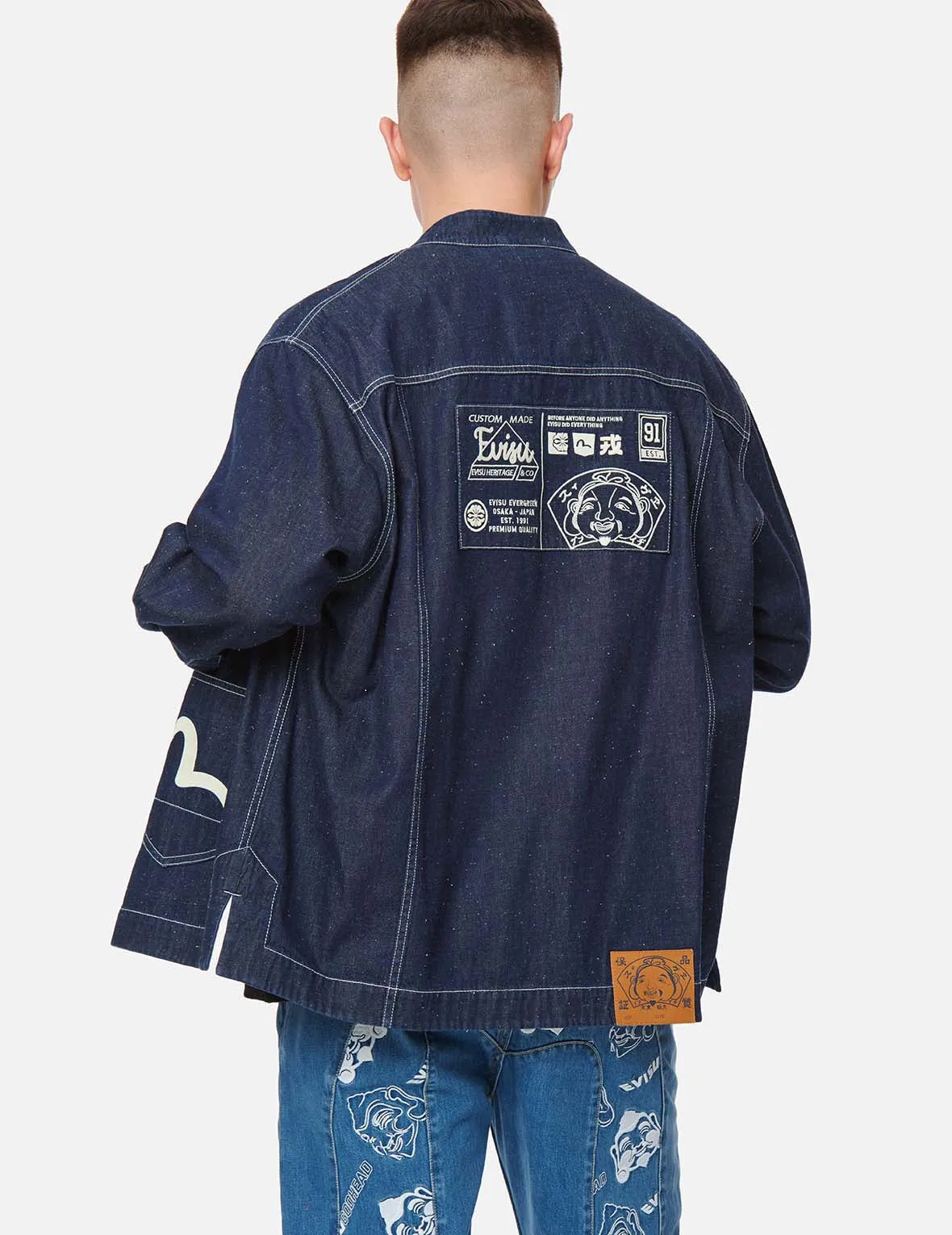 Godhead Label Embroidery Denim Chinese Jacket