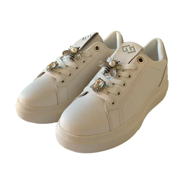 Silver White Women's Sneakers by Gold & Gold GB815