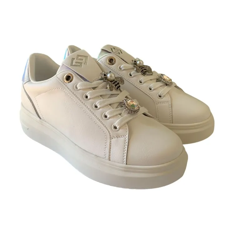 Silver White Women's Sneakers by Gold & Gold GB815