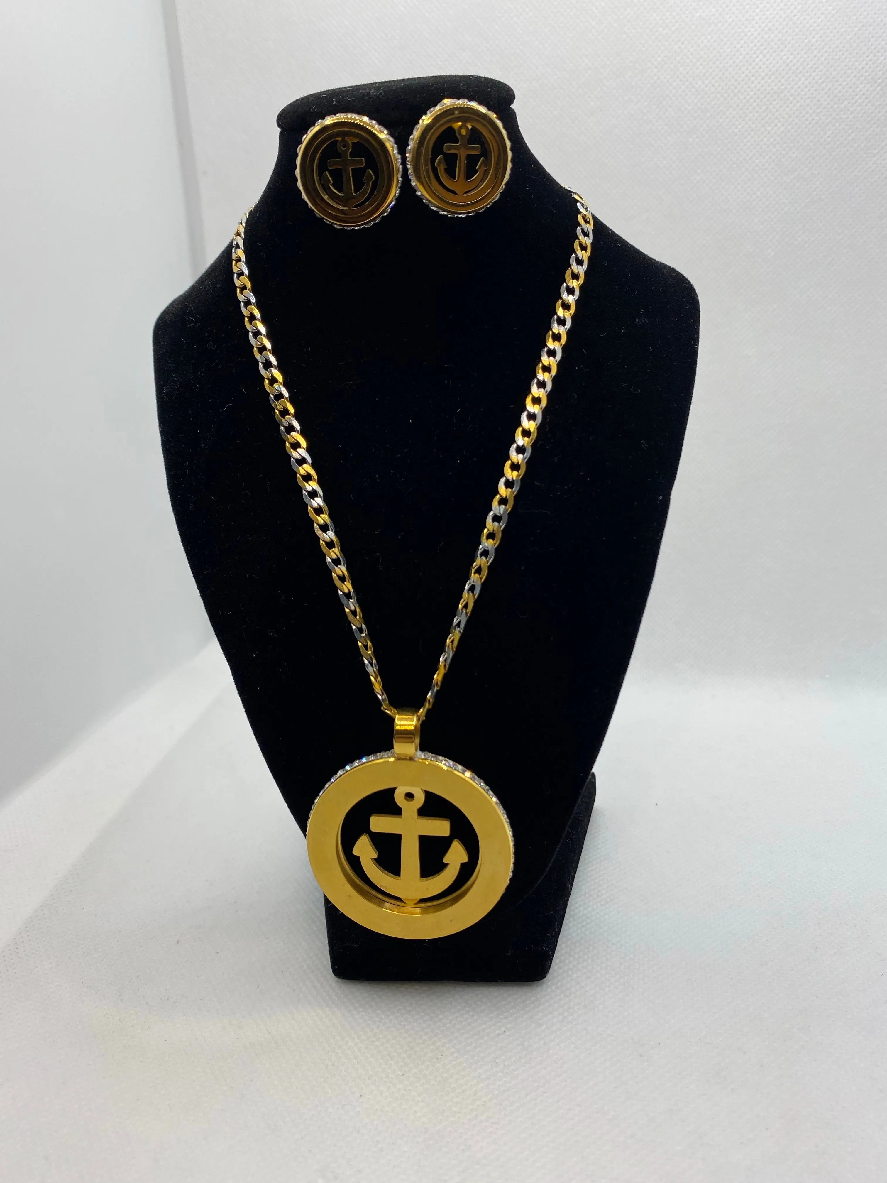 Gold Anchor Jewelry Set