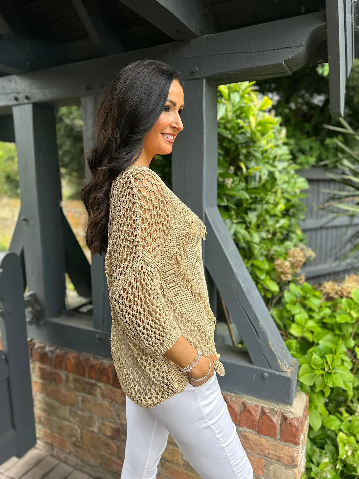 Gold Heart Tassel Sweater Bianca