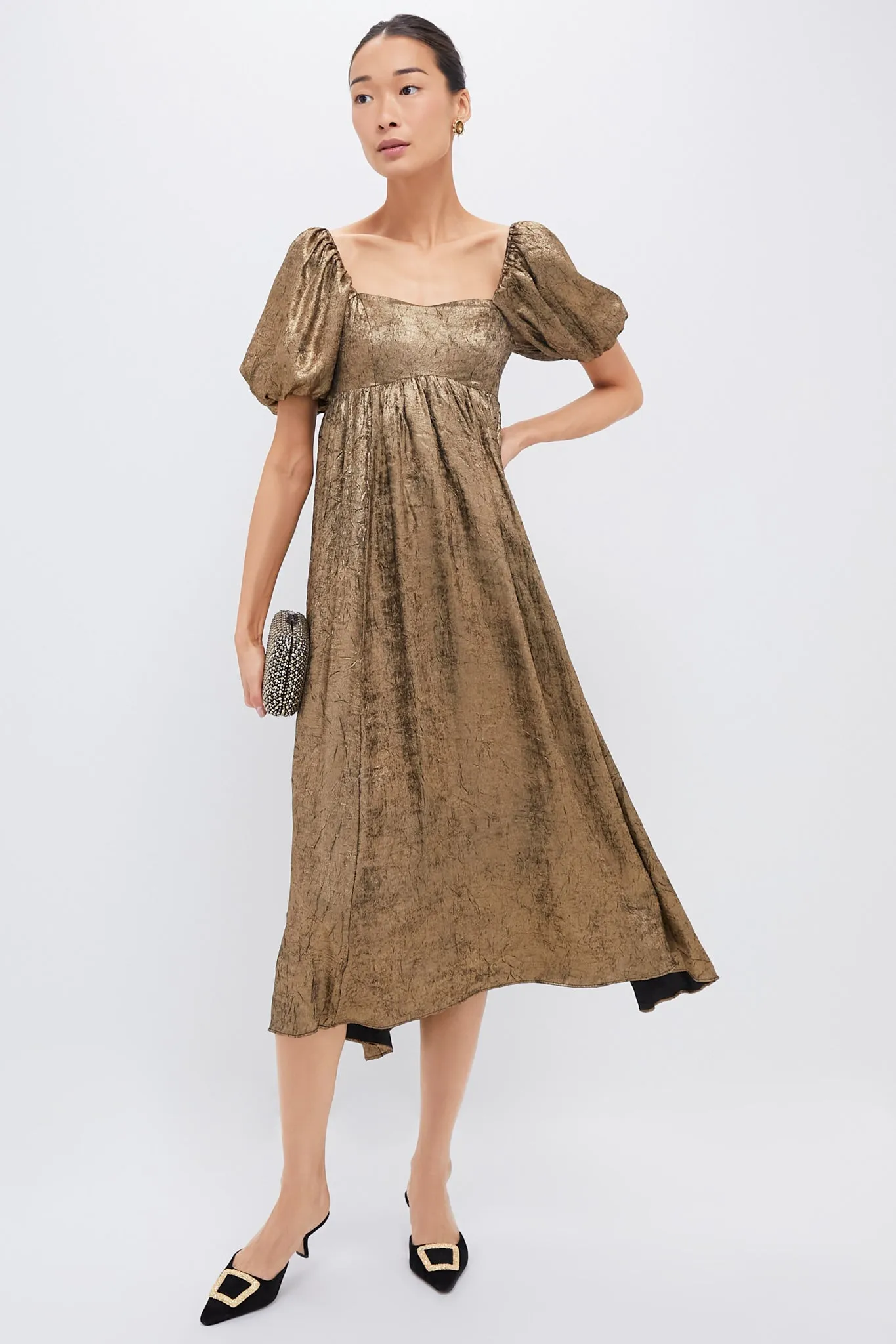 Gold Shimmer Midi Dress