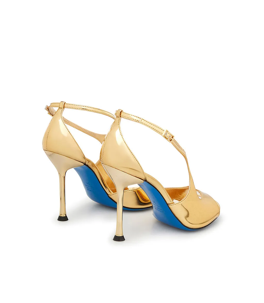 Gold-Tone Mirror Leather Women Sandals