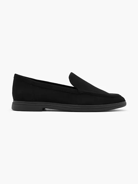 Graceland  Black Flat Plain Front Loafer