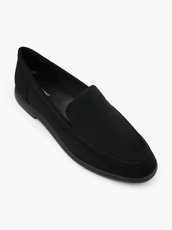 Graceland  Black Flat Plain Front Loafer