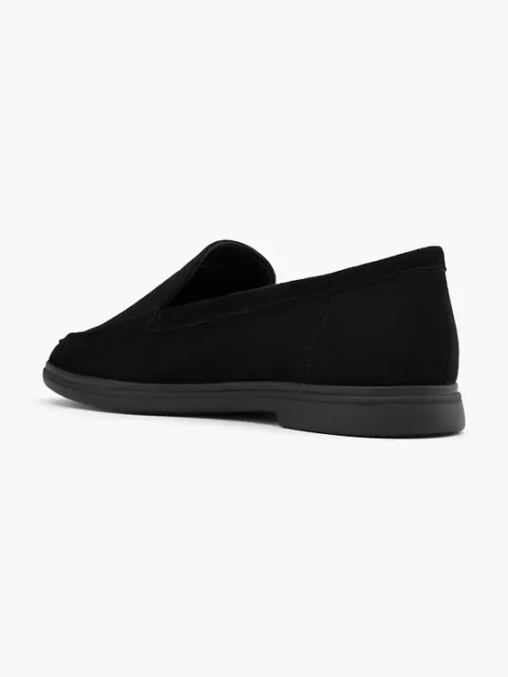 Graceland  Black Flat Plain Front Loafer