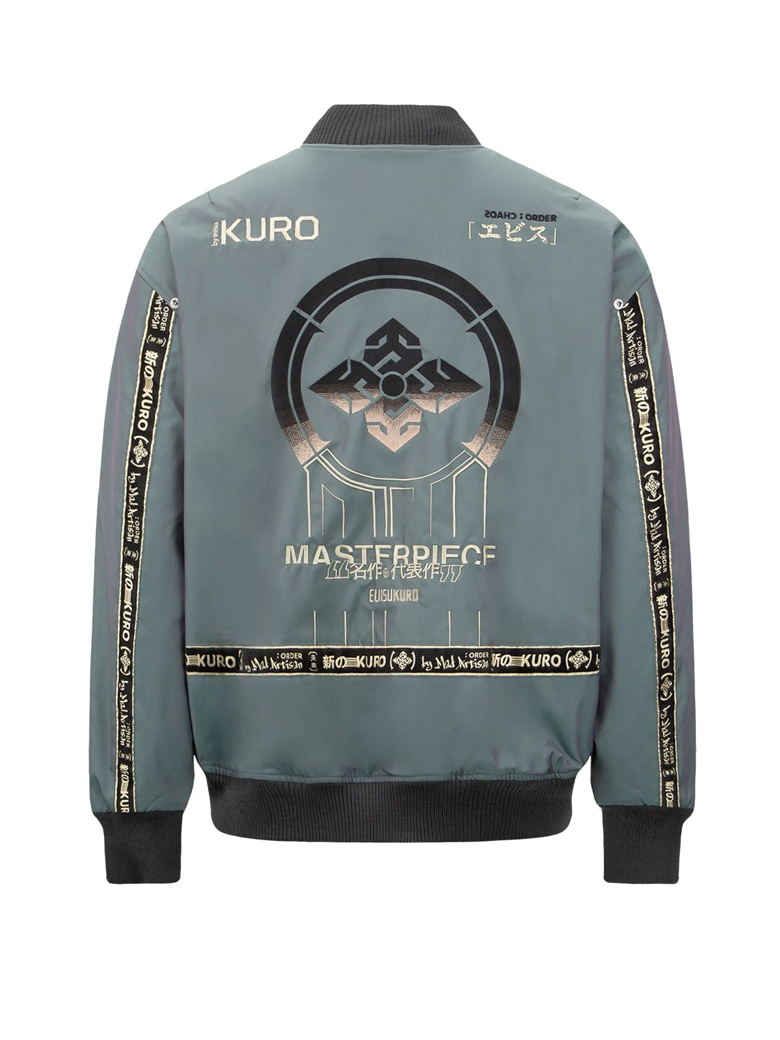 Gradient Kamon Embroidery Bomber Jacket