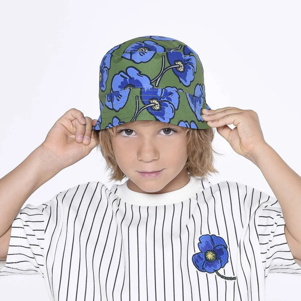 Green Poppy Reversible Bucket Hat