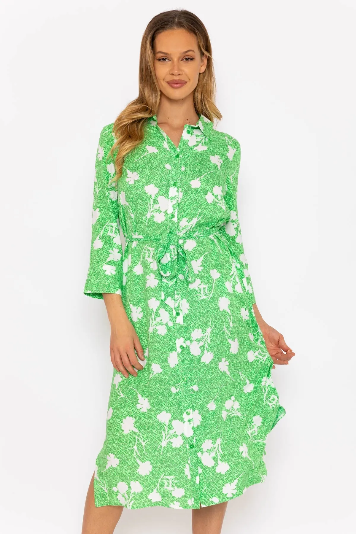 Green Printed Viscose Shirt Dress