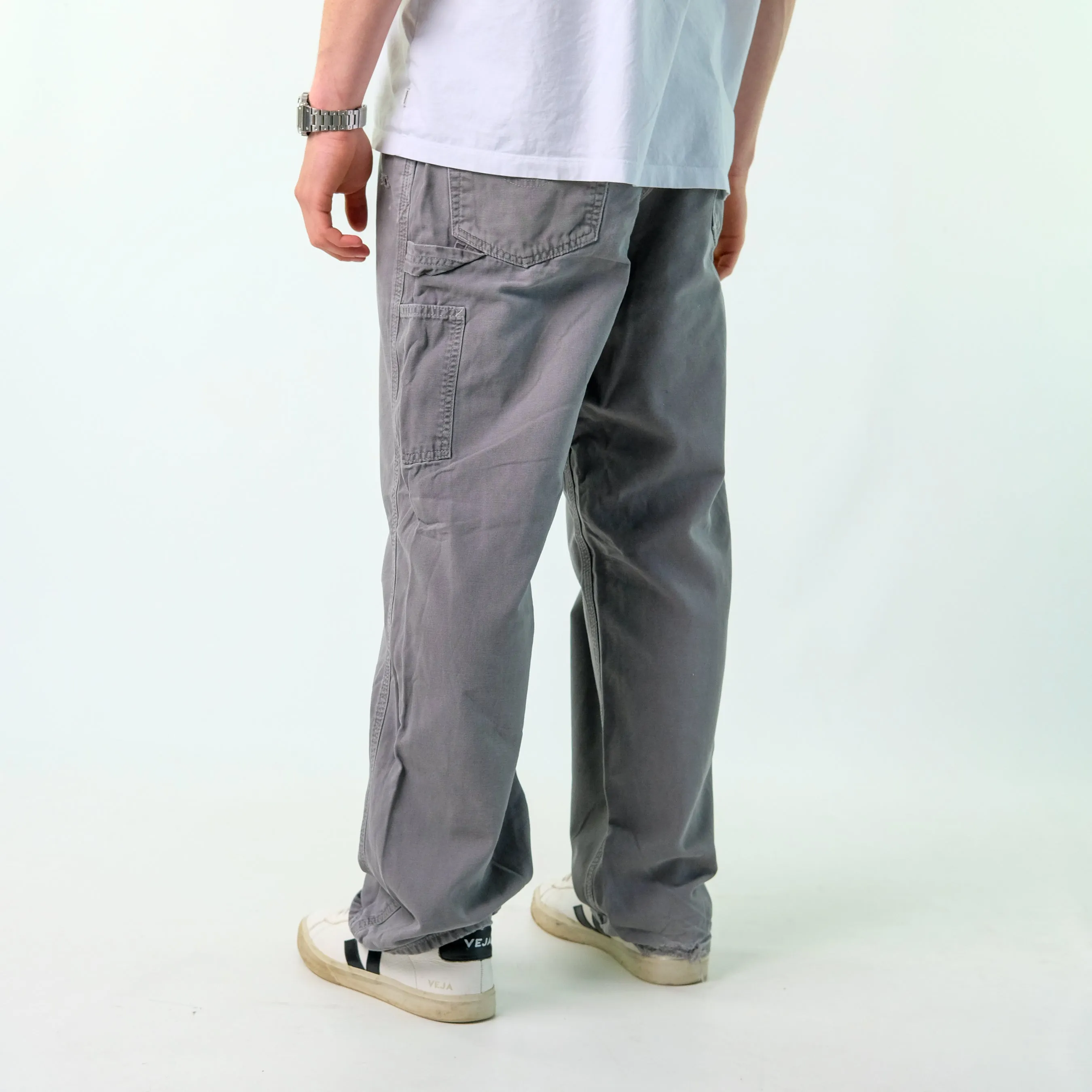 Grey y2ks Carhartt Canvas Carpenter Jeans Baggy Pants (36x32)