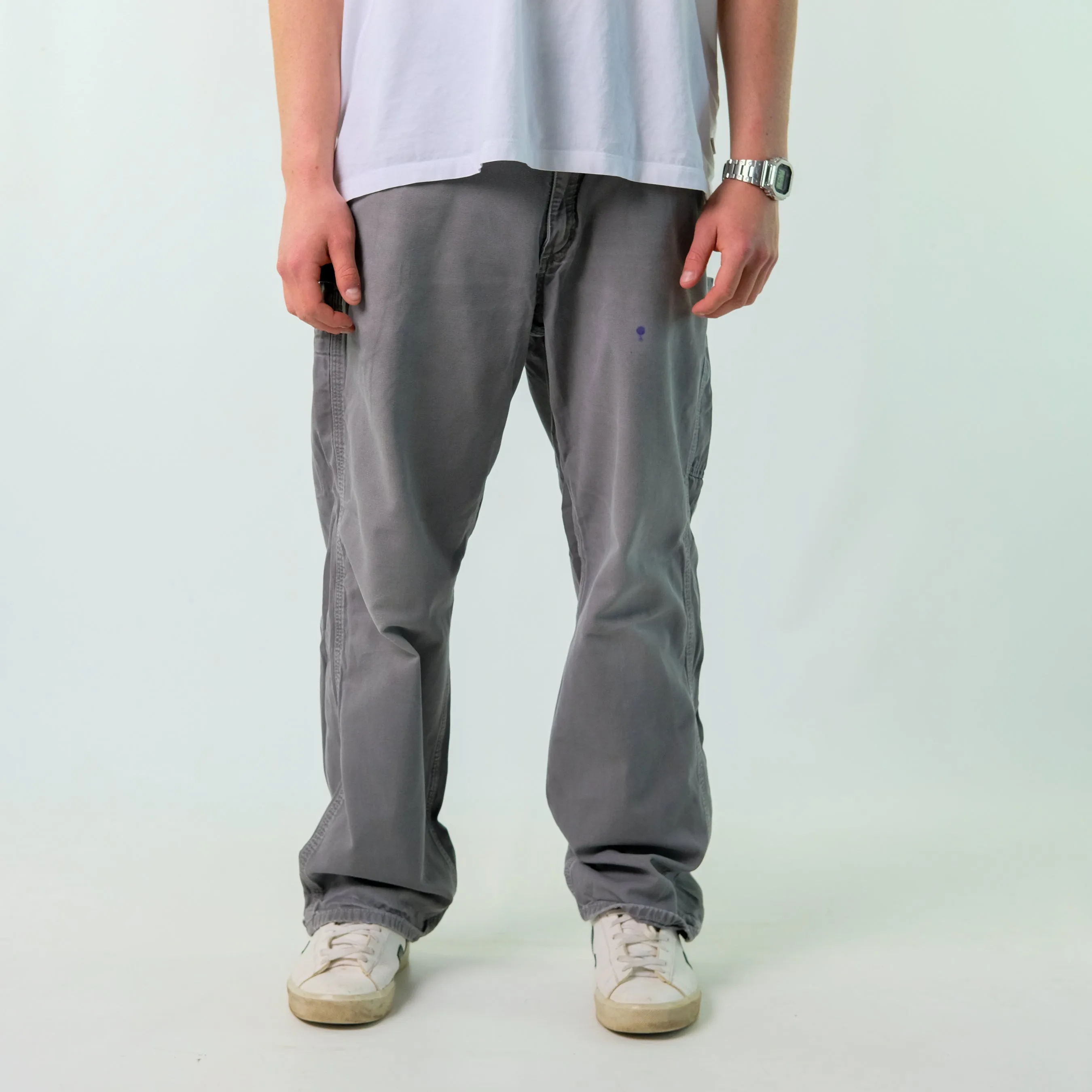 Grey y2ks Carhartt Canvas Carpenter Jeans Baggy Pants (36x32)