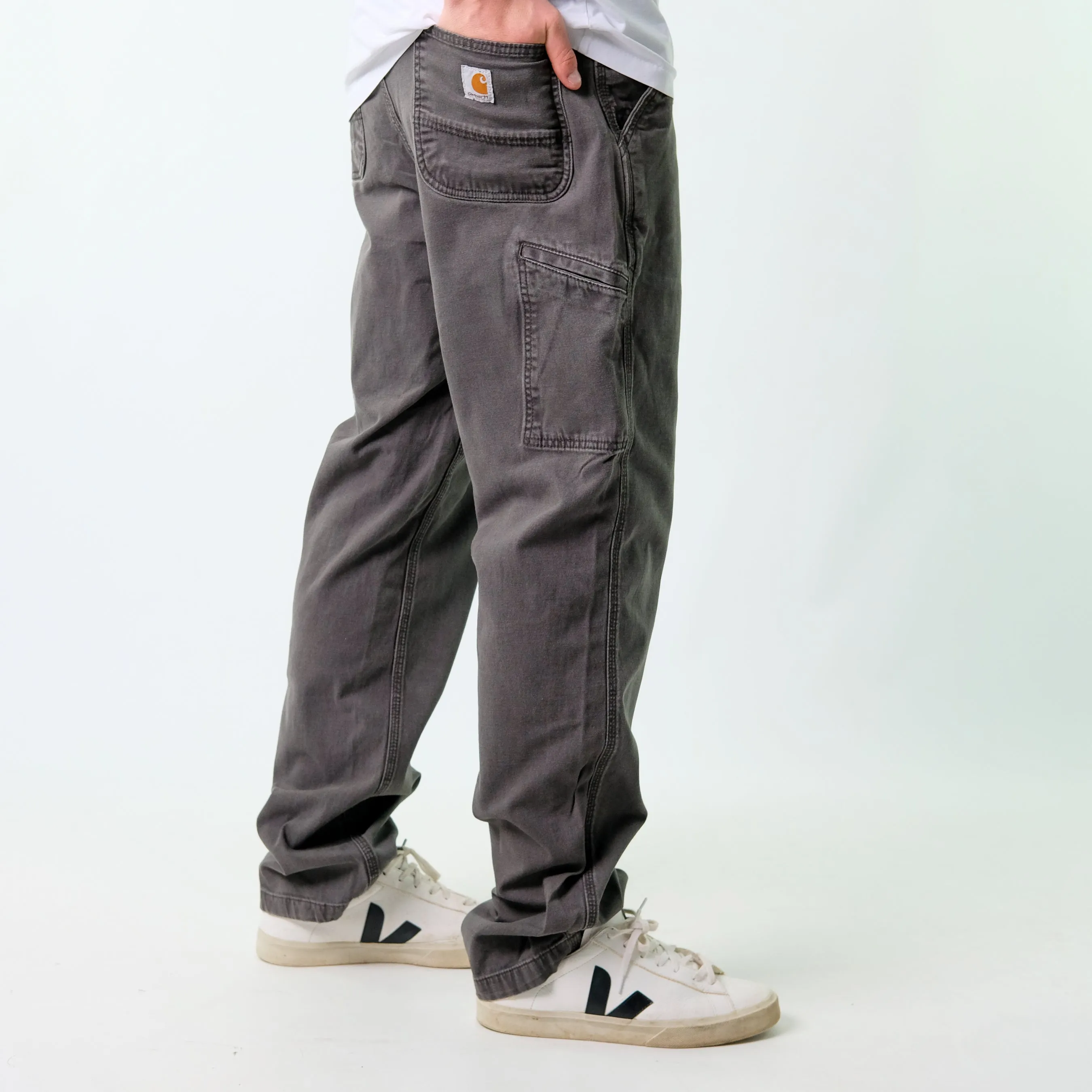 Grey y2ks Carhartt Canvas Carpenter Jeans Baggy Pants (36x34)