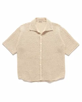 Hand Crochet Knit Shirt in Ivory