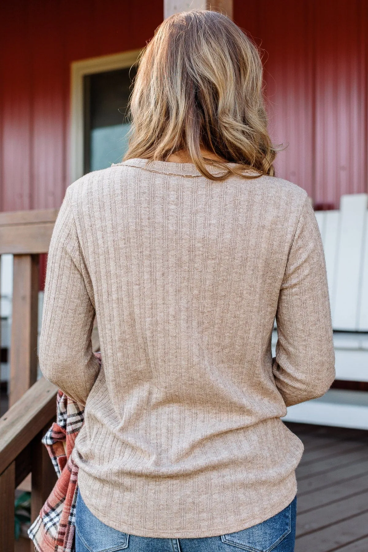 Light Taupe Long Sleeve Knit Top